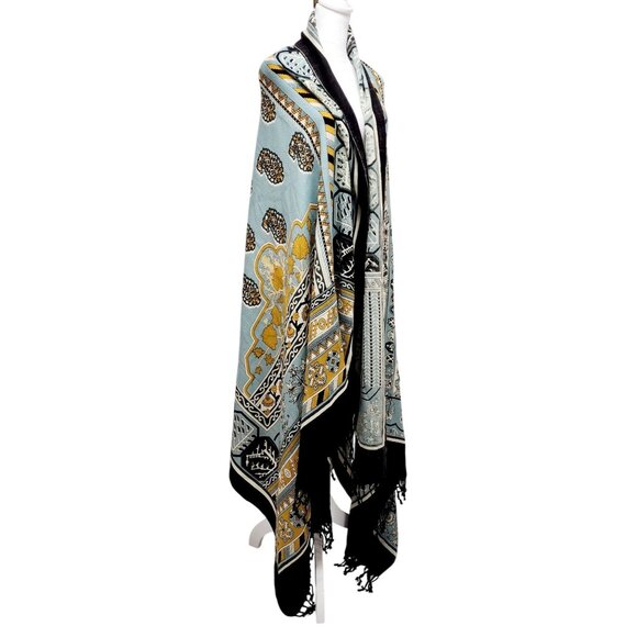 Dana Xu Wool Pashmina Shawl/Wrap With Tassel Fringe Multicolor Geometric Floral - Picture 2 of 8
